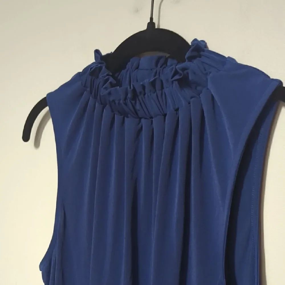 Banana Republic Blue Pleated Ruffled Blouse with Mandarin Collar - Picture 2 of 5